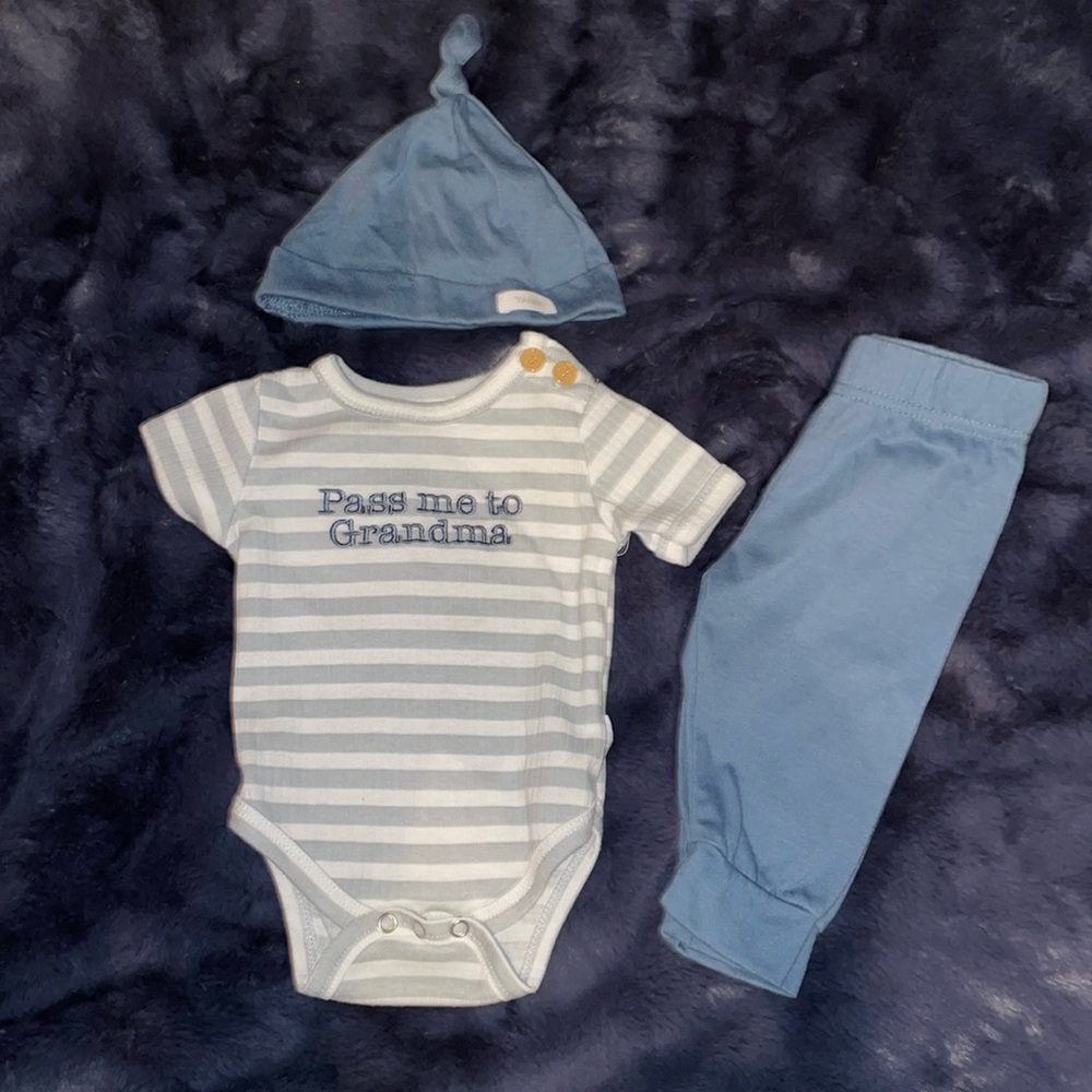 3 piece infant “pass me to grandma” set